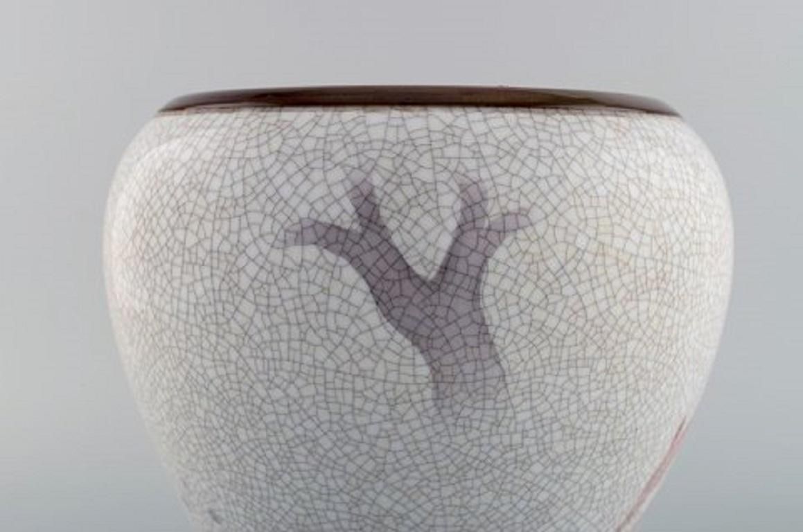 Large Bing And Grøndahl Vase In Crackled Porcelain With Leaping Animal, 1920s photo Home Decor