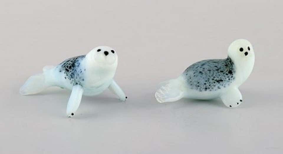 Swedish Art Glass, Ten Miniature Figures In Mouth Blown Art Glass, 1970s 1980s photo Home Decor