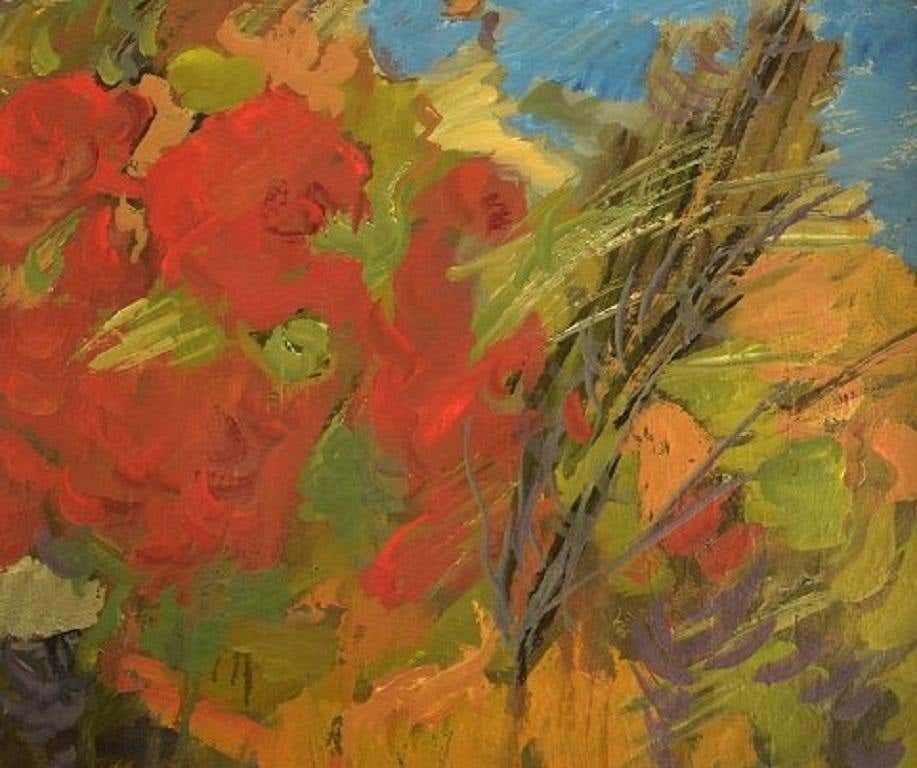 Sture Haglundh, Sweden, Mixed Media On Board, Wild Flowers, 1960s photo 522.0