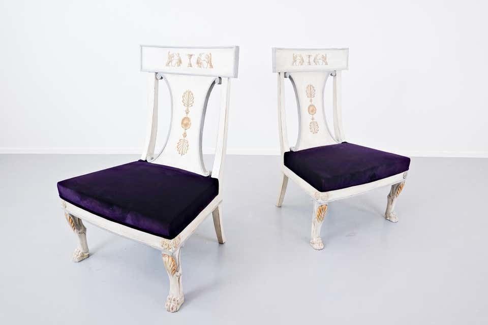 Pair Of Russian Style Easy Chairs, Belgium, End Of 20th Century photo furniture