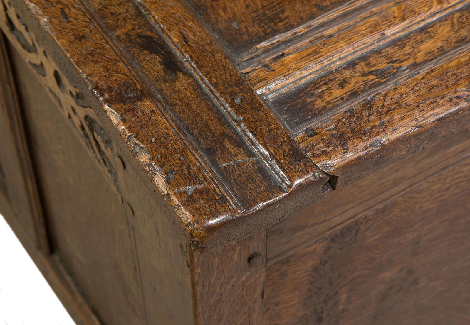 17thc Oak Coffer C1680 photo vinterior