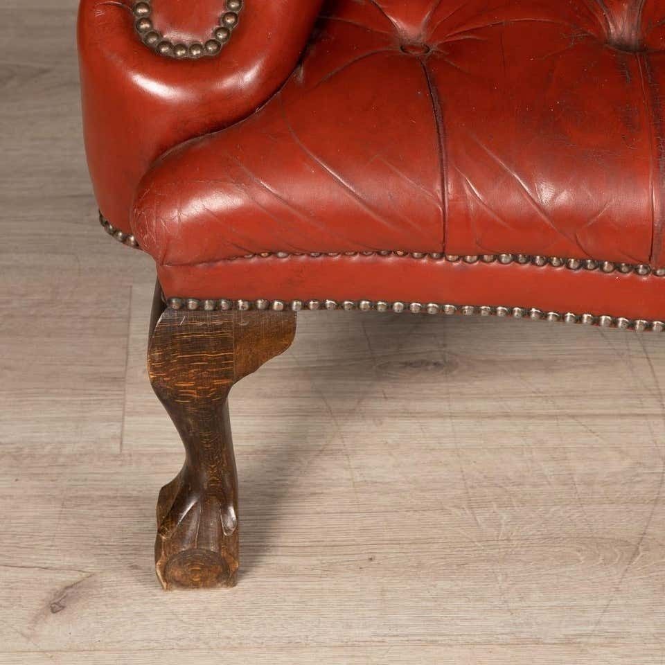 20th Century Pair Of English Leather Wingback Armchairs, Circa 1970 photo vinterior