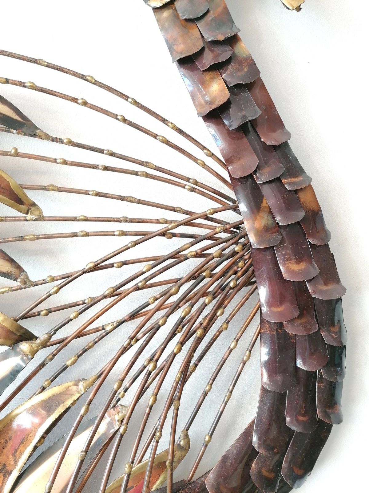 Large Mid Century American Torch Cut Brutalist Metal Bird Of Paradise Wall Sculpture, In Manner Of Curtis Jere C1960s. photo furniture