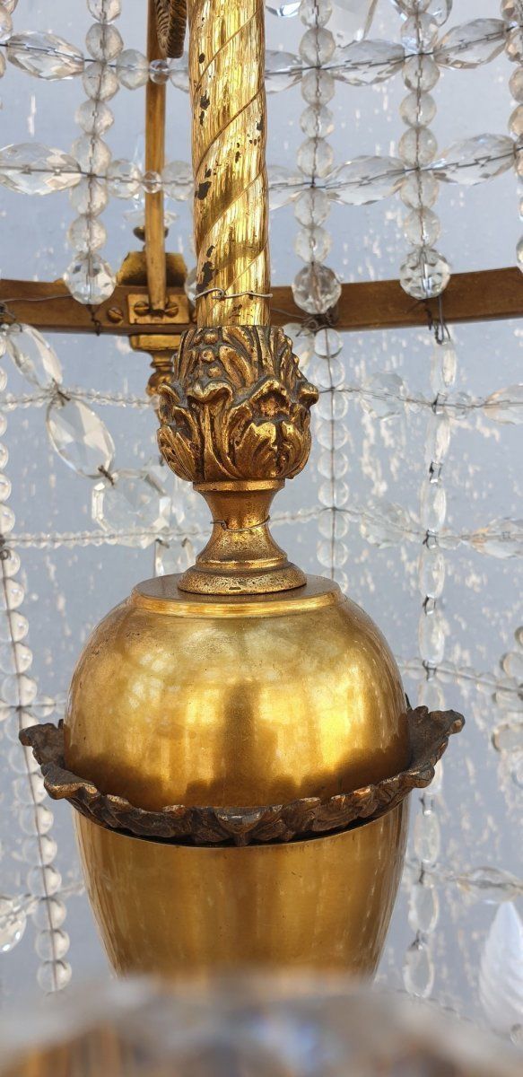 Large Chandelier In The Shape Of A Hot Air Balloon In Bronze And Crystal, 20th Century photo vinterior