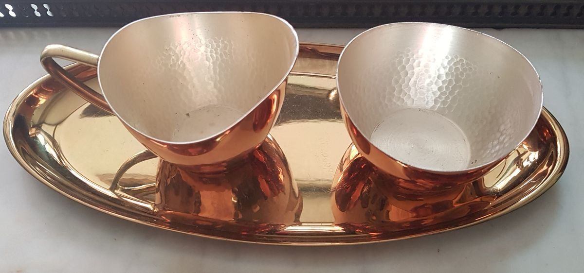 Copper Sugar And Cream Container Set, 1960s, Set Of 3