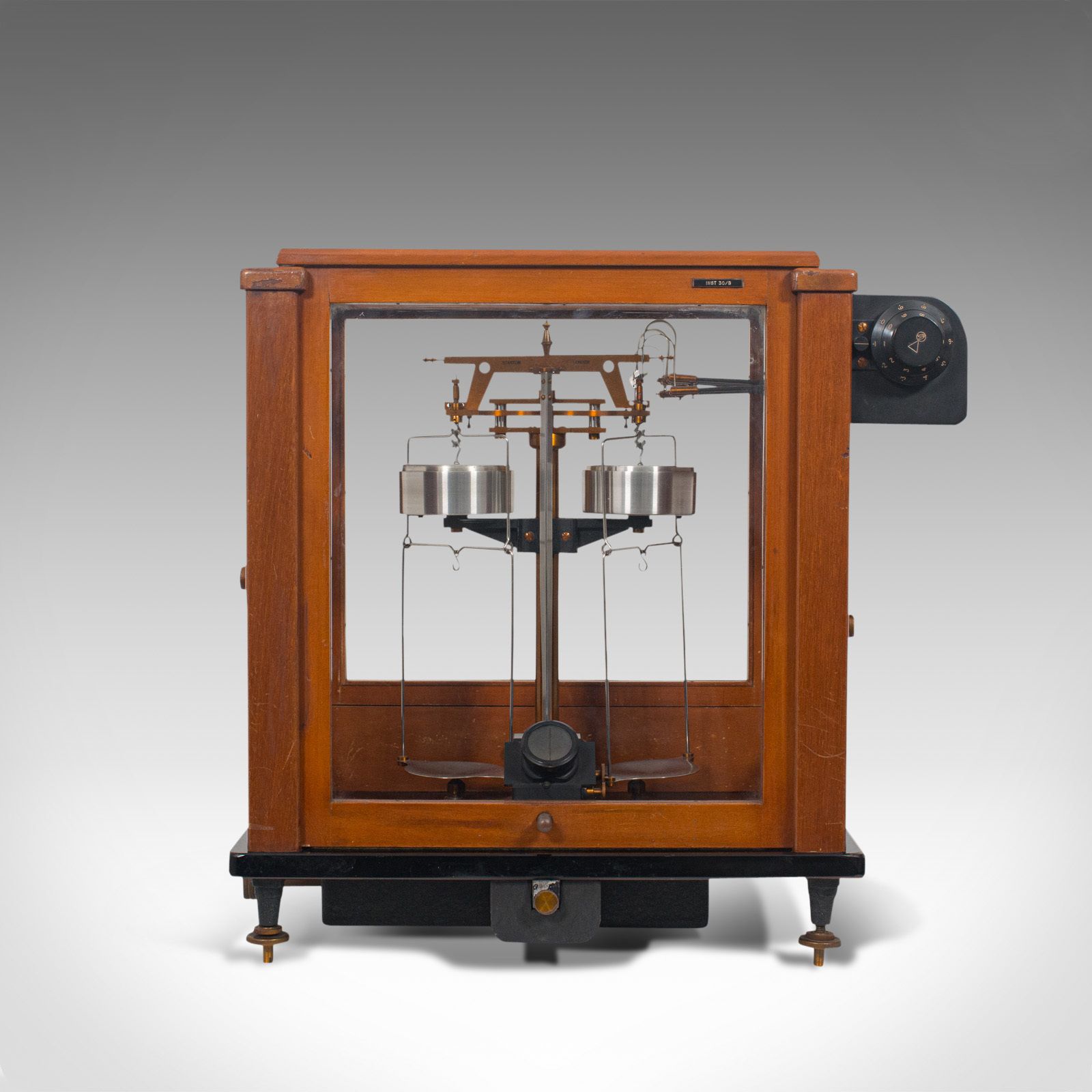 Vintage Balance, English, Mahogany, Scientific Scales, Stanton Instruments, 1960 photo for sale