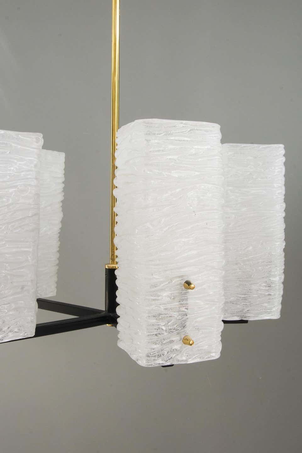 J.T. Kalmar Frosted Glass Chandelier, Vienna, Circa 1960s photo for sale