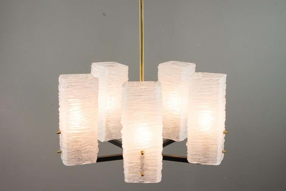 photo vintage J.T. Kalmar Frosted Glass Chandelier, Vienna, Circa 1960s