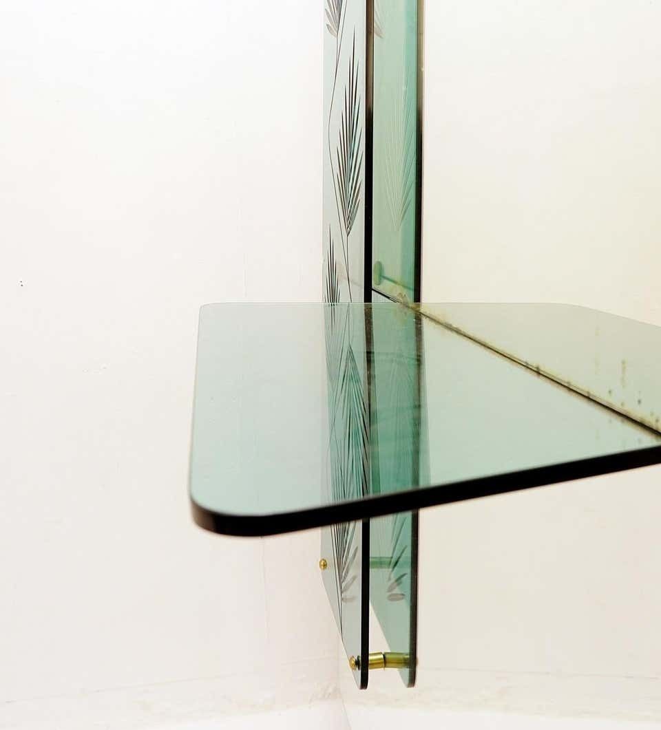 photo furniture Italian Console Mirror With Decorative Panel, Engraved Crystal, 1960s