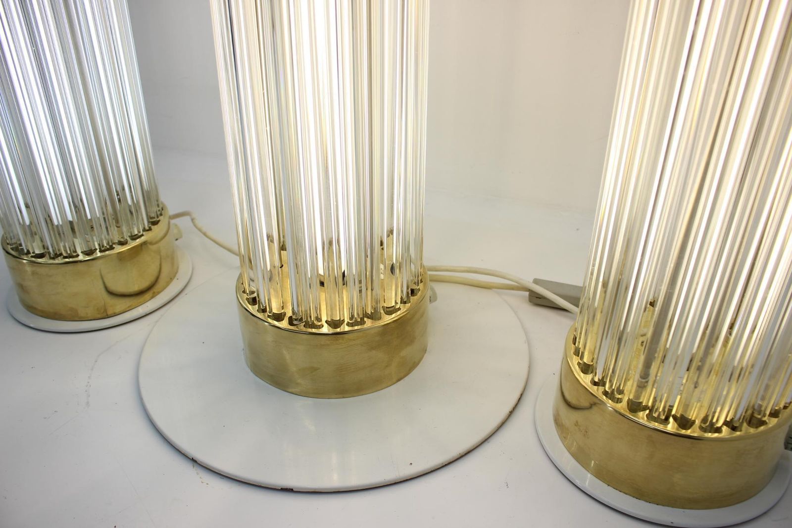 Rare Set Of Glass Brass Floor Lamps By Kamenicky Senov/Preciosa, 1960s photo buy