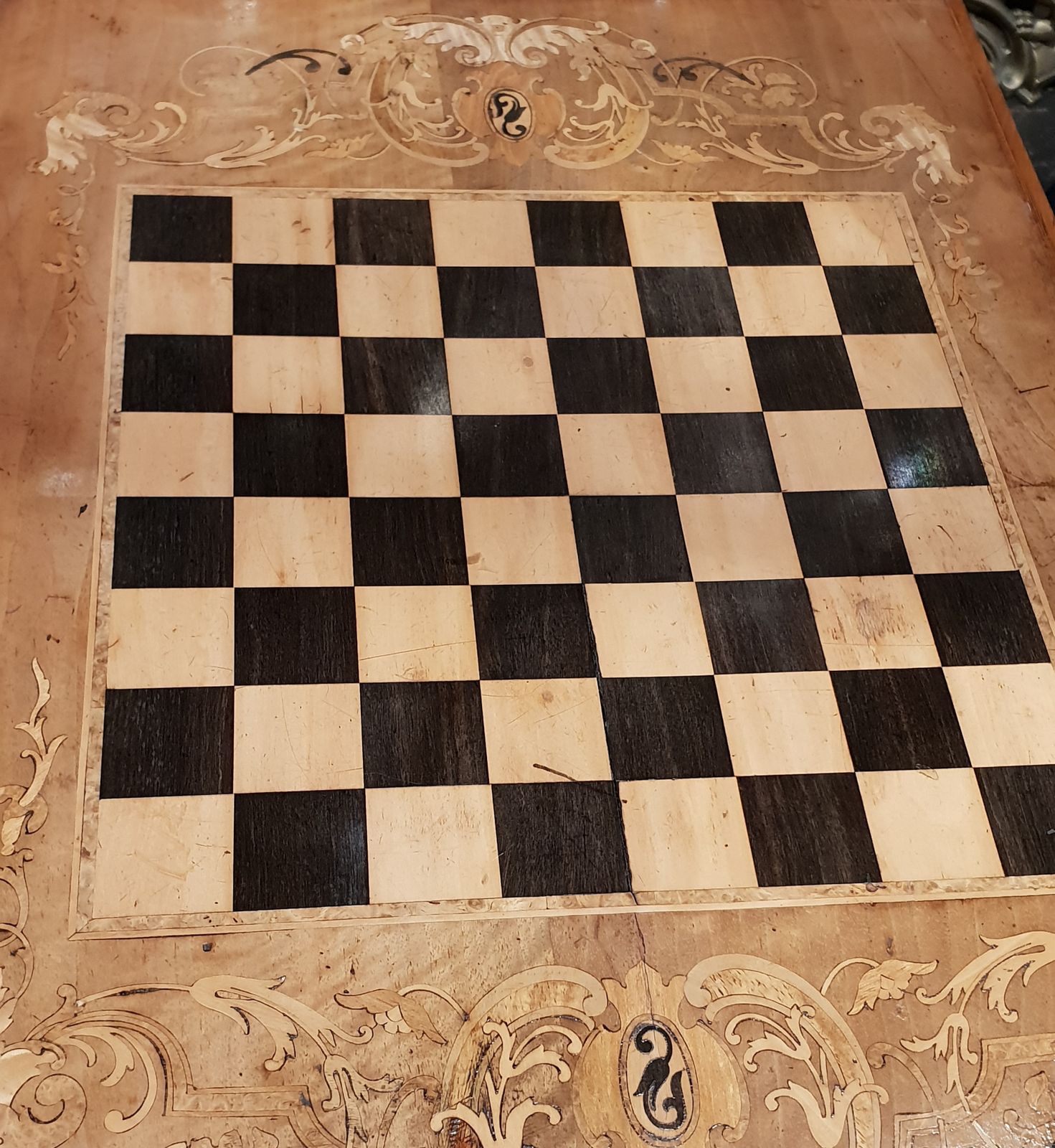 C19th Walnut Chess Table photo for sale