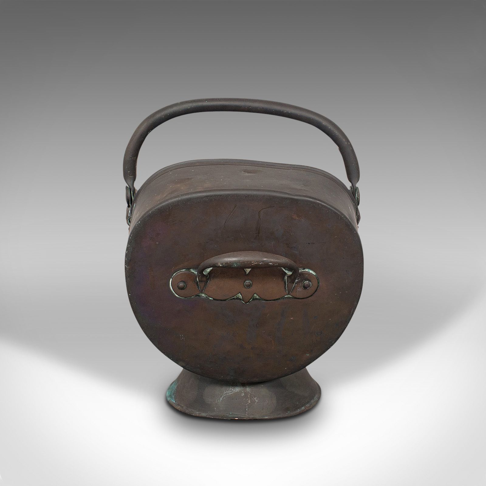 Antique Helmet Scuttle, English, Copper, Fireside, Coal, Bucket, Victorian, 1870 photo Home Fixtures