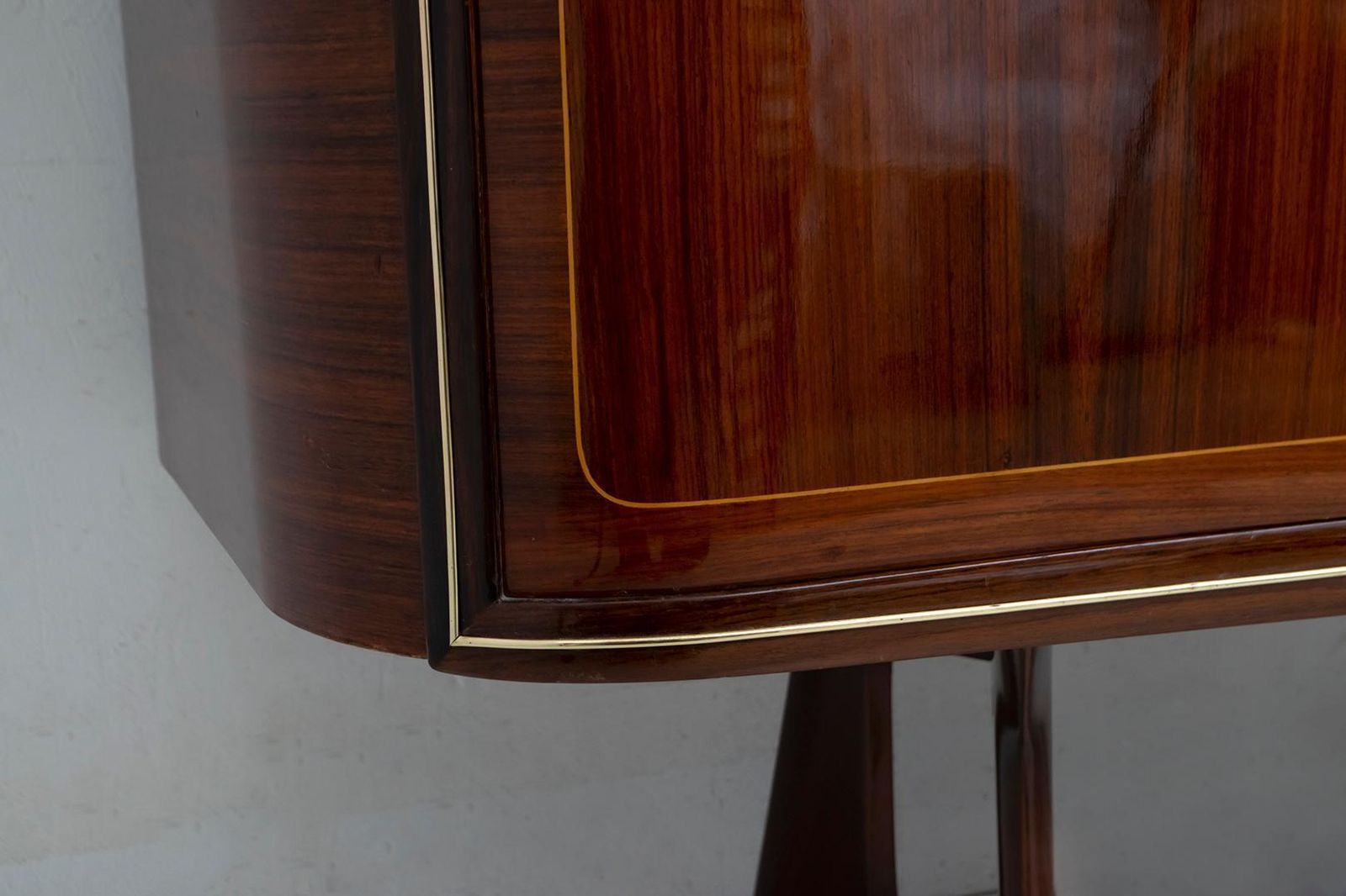 photo vinterior After Gio Ponti Mid Century Modern Italian Mahogany And Brass Bar Cabinet, 1950s