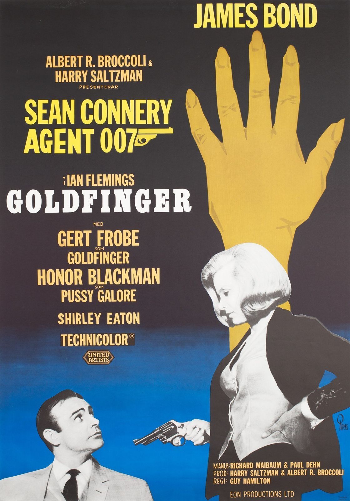 Goldfinger R1967 Swedish Film Movie Poster, Aberg   James Bond