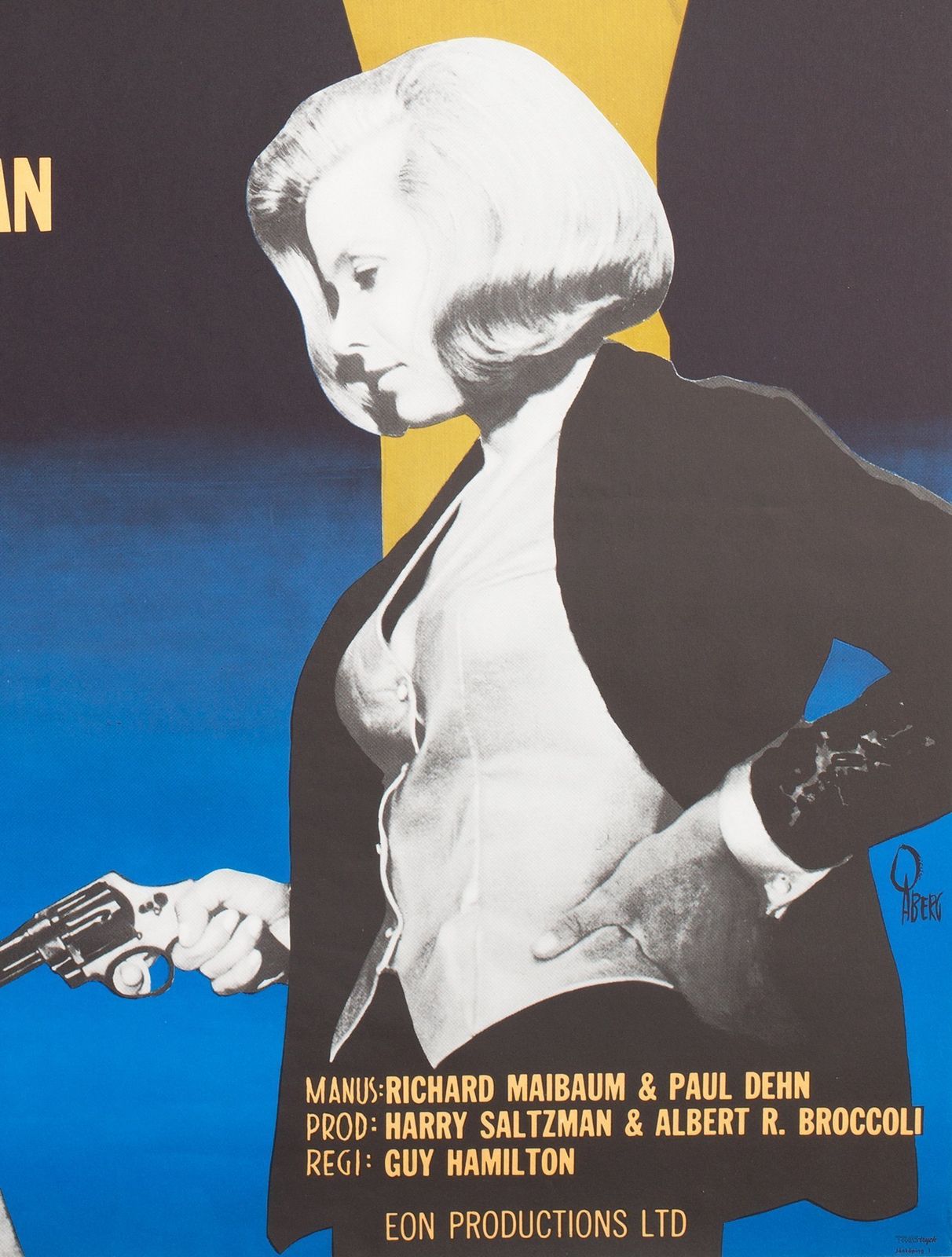 Goldfinger R1967 Swedish Film Movie Poster, Aberg   James Bond photo for sale
