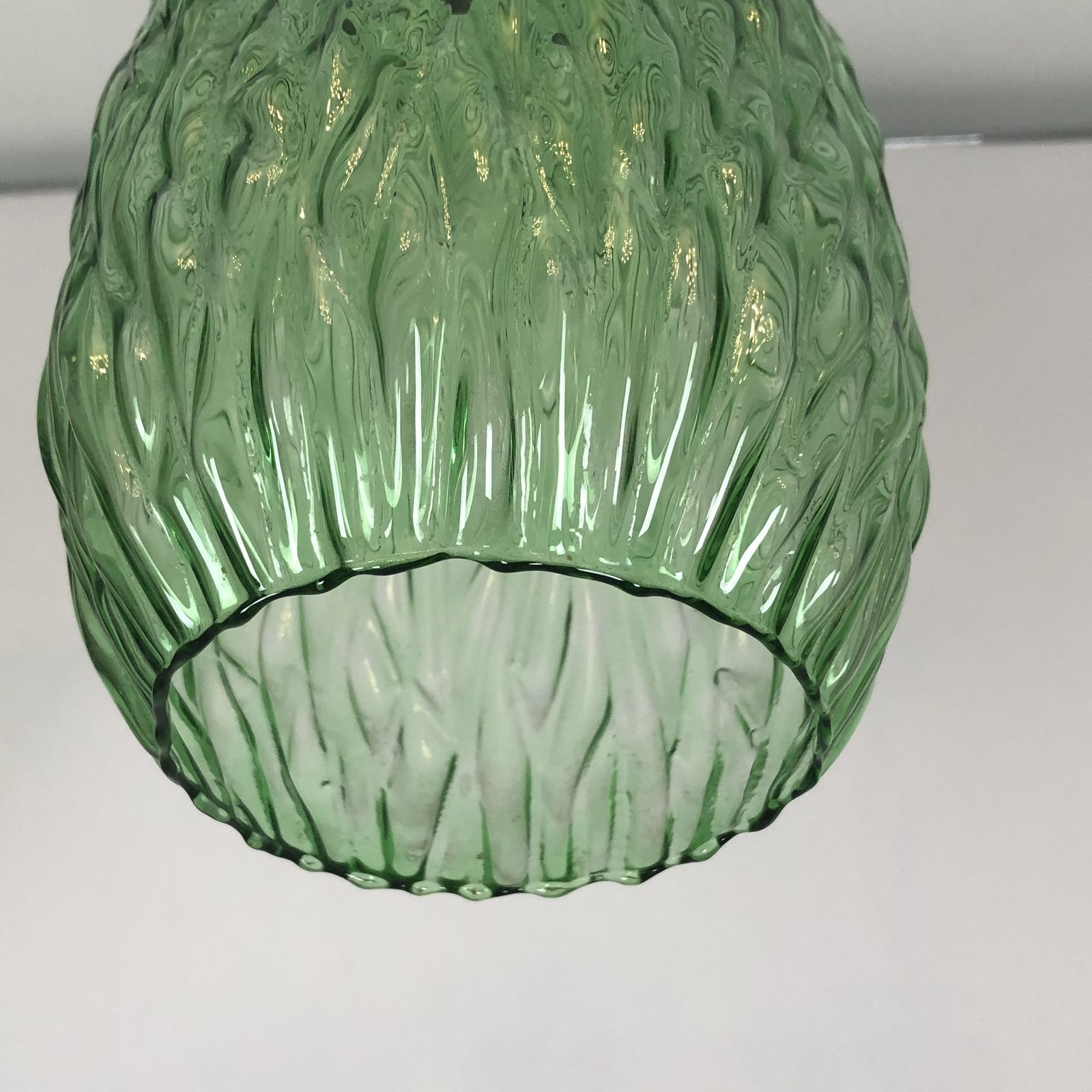 Set Of Two Vintage Italian Metal And Glass Pendant Lamps From 60s photo buy