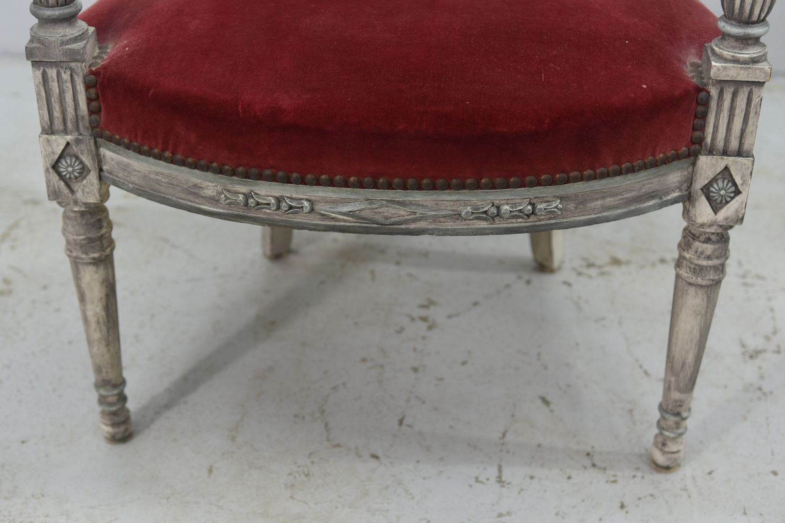Louis XVI Armchair Burgundy Velvet In Beech Forming A Pair photo buy