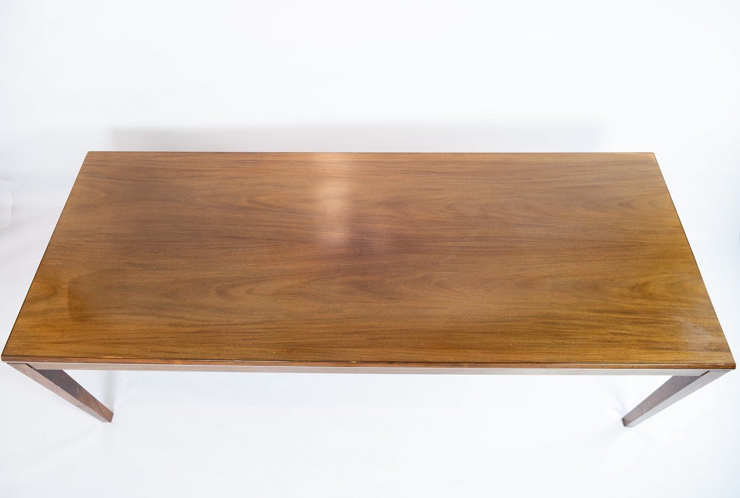 Coffee Table Made In Rosewood Decorated With Metal Edge Of Danish Design From The 1960s. photo vintage