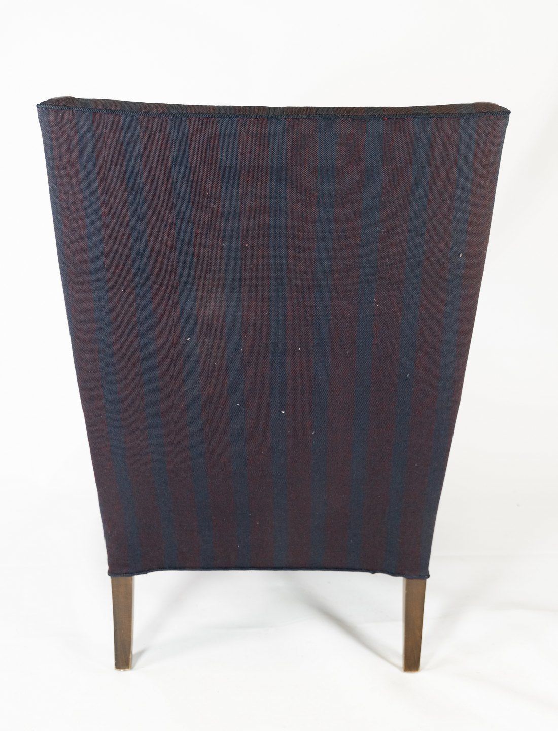 High Armchair With Dark Striped Fabric From The 1940s. photo vintage