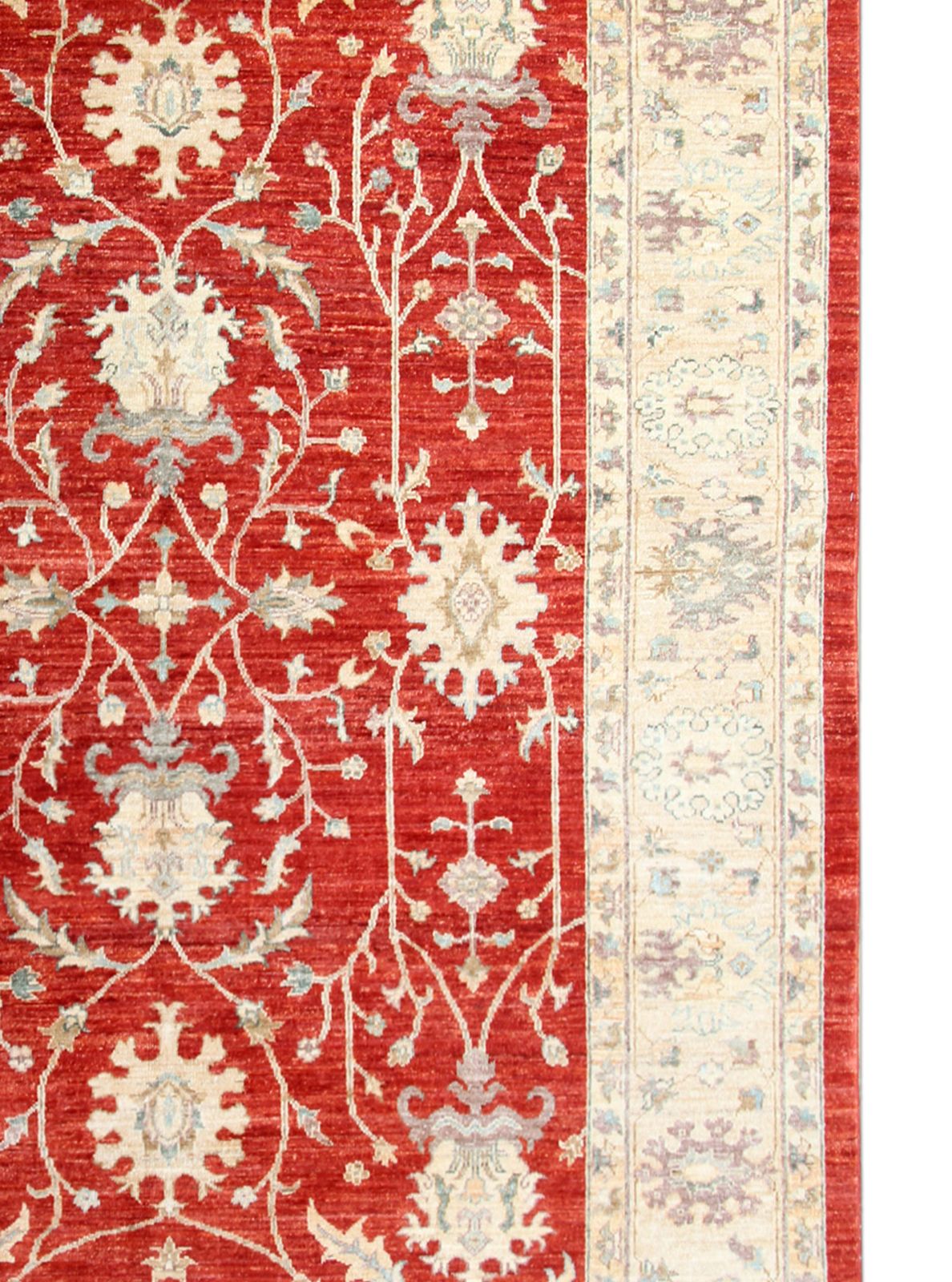 Oriental Floral Ziegler Sultanabad Rug, Handwoven Red Cream Wool Carpet 178 X 234 Cm photo 1790.0