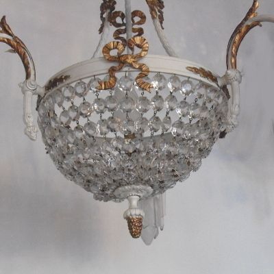 Whitepainted Bowl Chandelier photo for sale