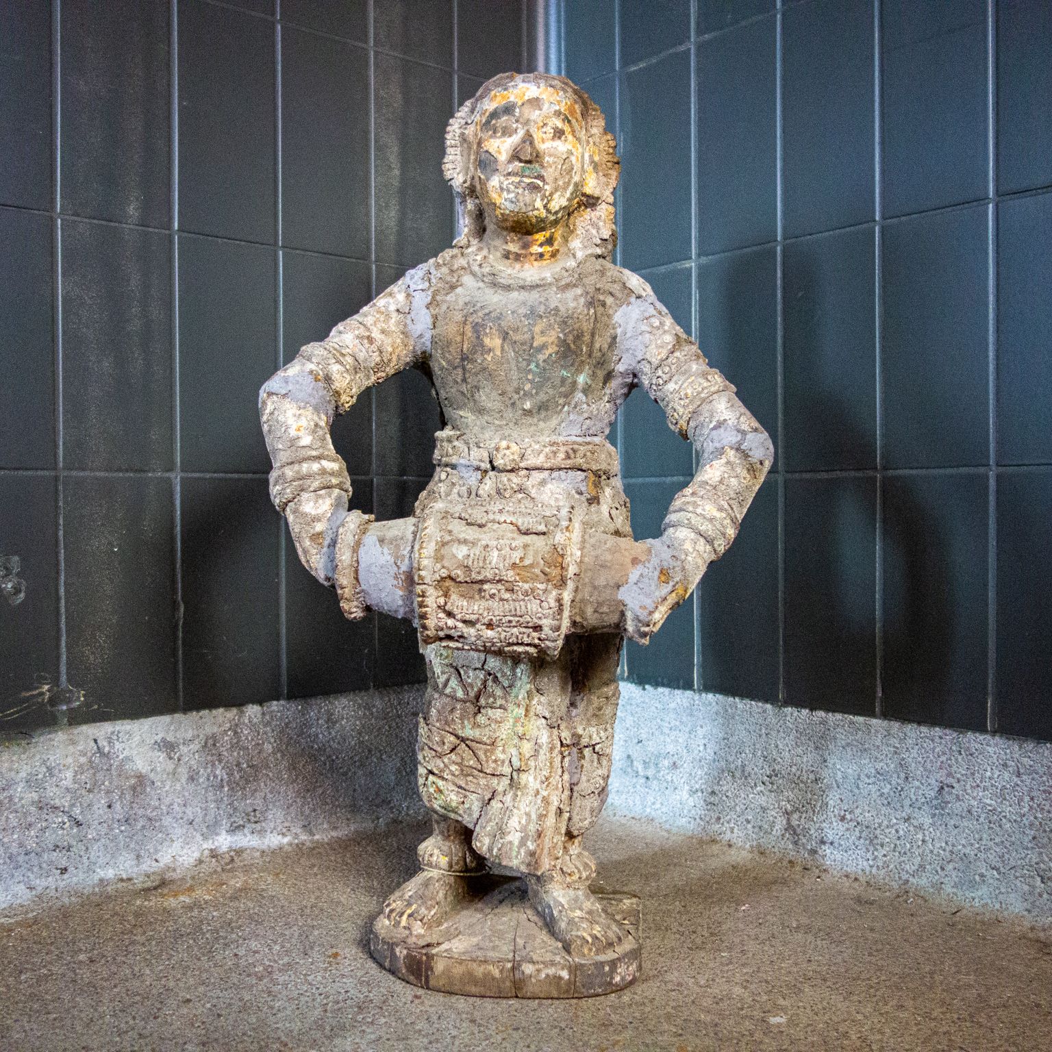 Wabi Sabi Weathered Wooden Sculpture Woman Patina