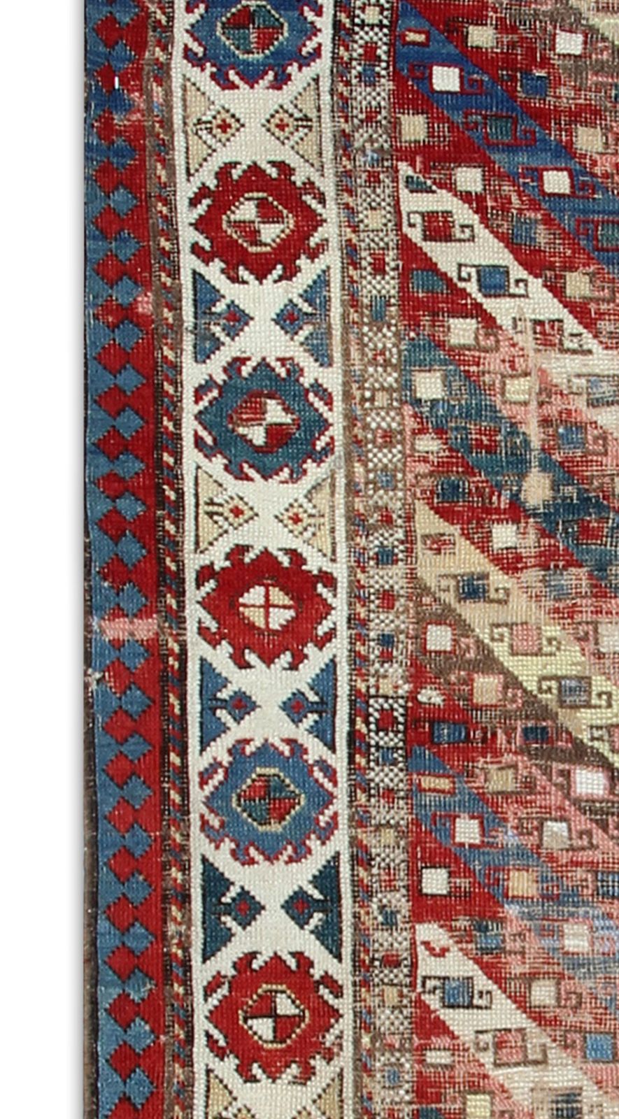 Hand Made Antique Wool Caucasian Ganjeh Runner Rug 90x323cm photo vinterior