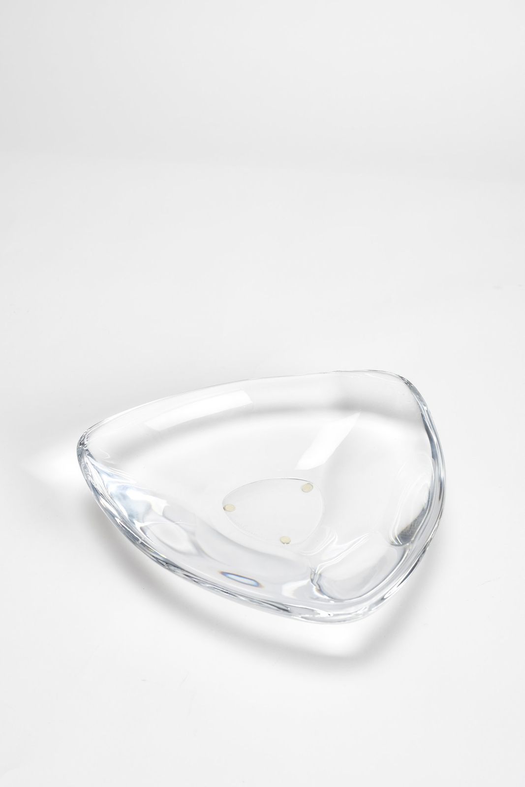 Orrefors Triangle Bowl Signed 60s Sweden Below