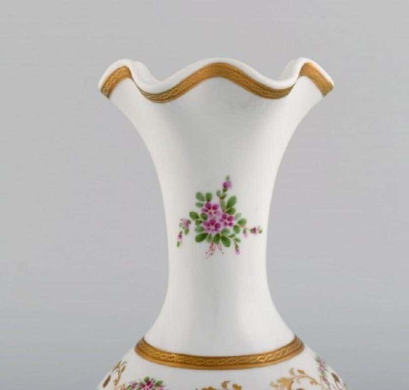 Limoges Vase In Hand Painted Porcelain With Floral And Gold Decoration, 1920s photo for sale
