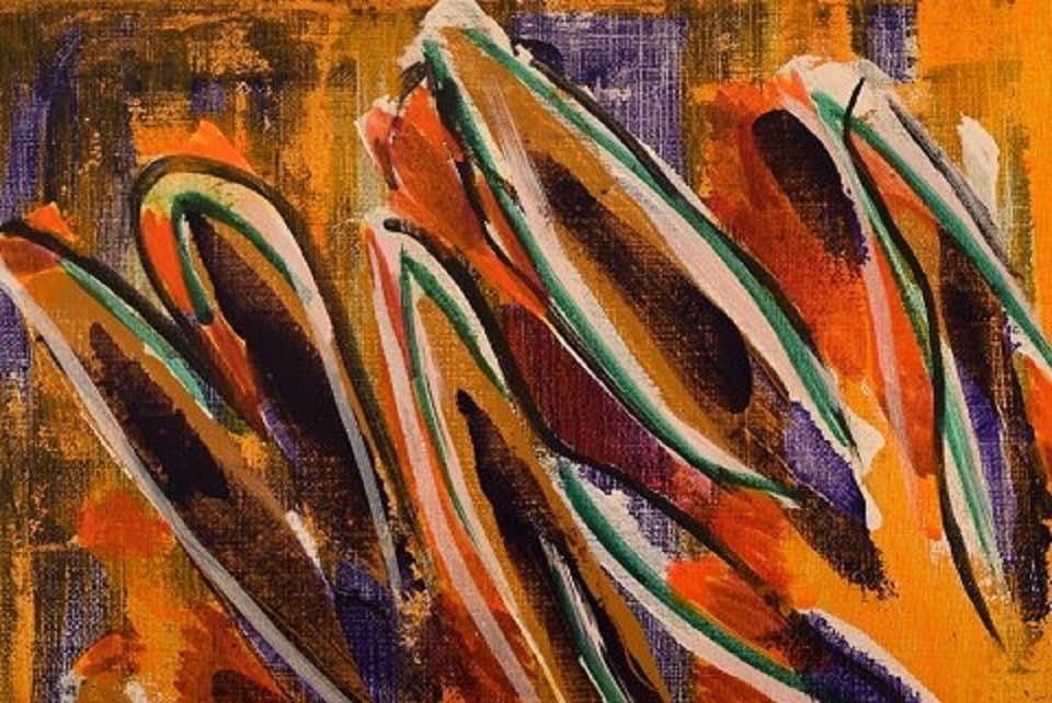 Ivy Lysdal, Acrylic On Canvas, Abstract Modernist Painting, Dated 1997 photo for sale