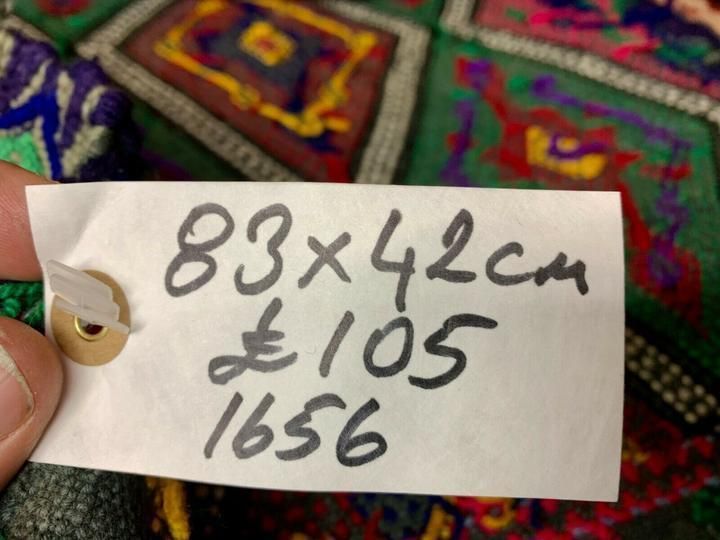 Vintage Turkish Mini Kilim 83x42 Cm Shabby Wool Small Kelim Rug Pink Red Green photo vinterior