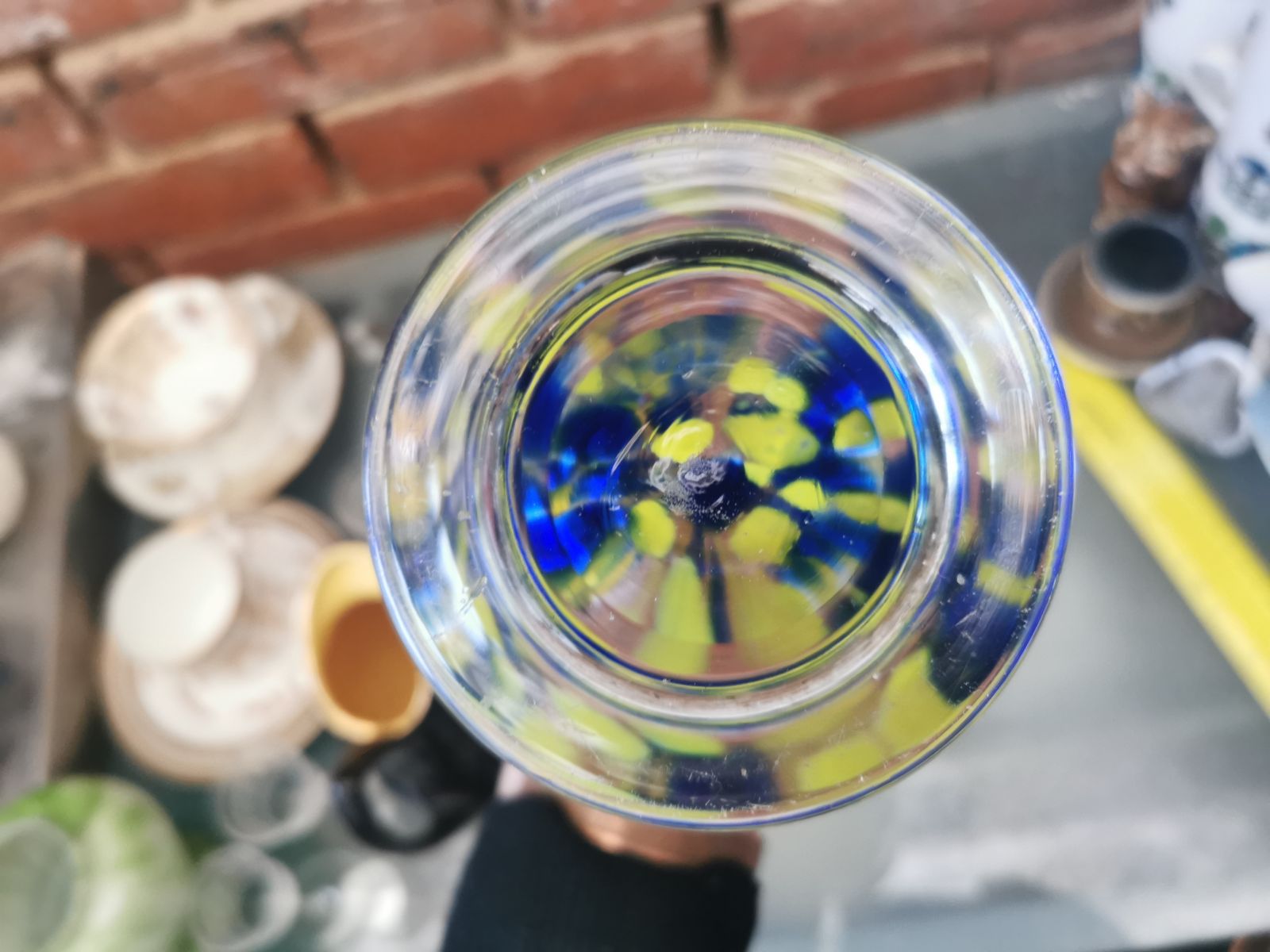 Kosta Boda Sea Mid Century Blue & Yellow Art Glass Vase photo Home Decor