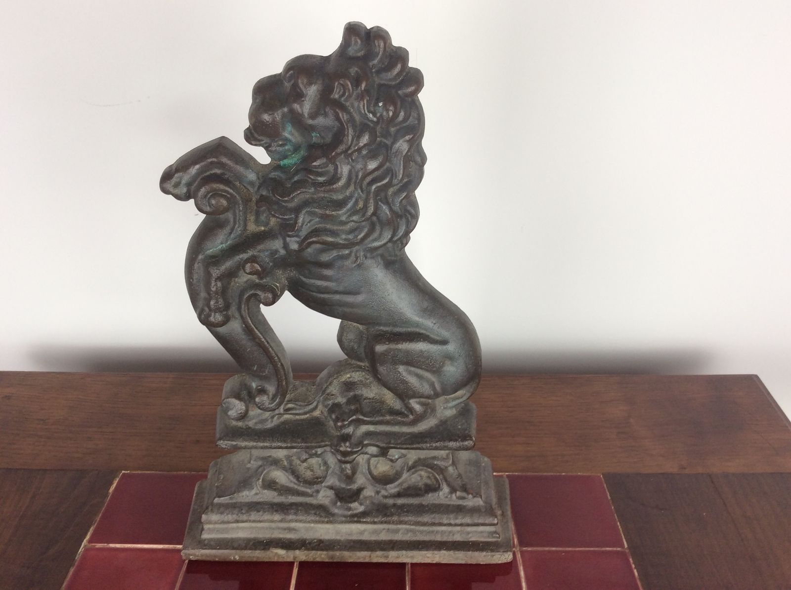 Brass Victorian Lion Rampant Door Stop photo furniture