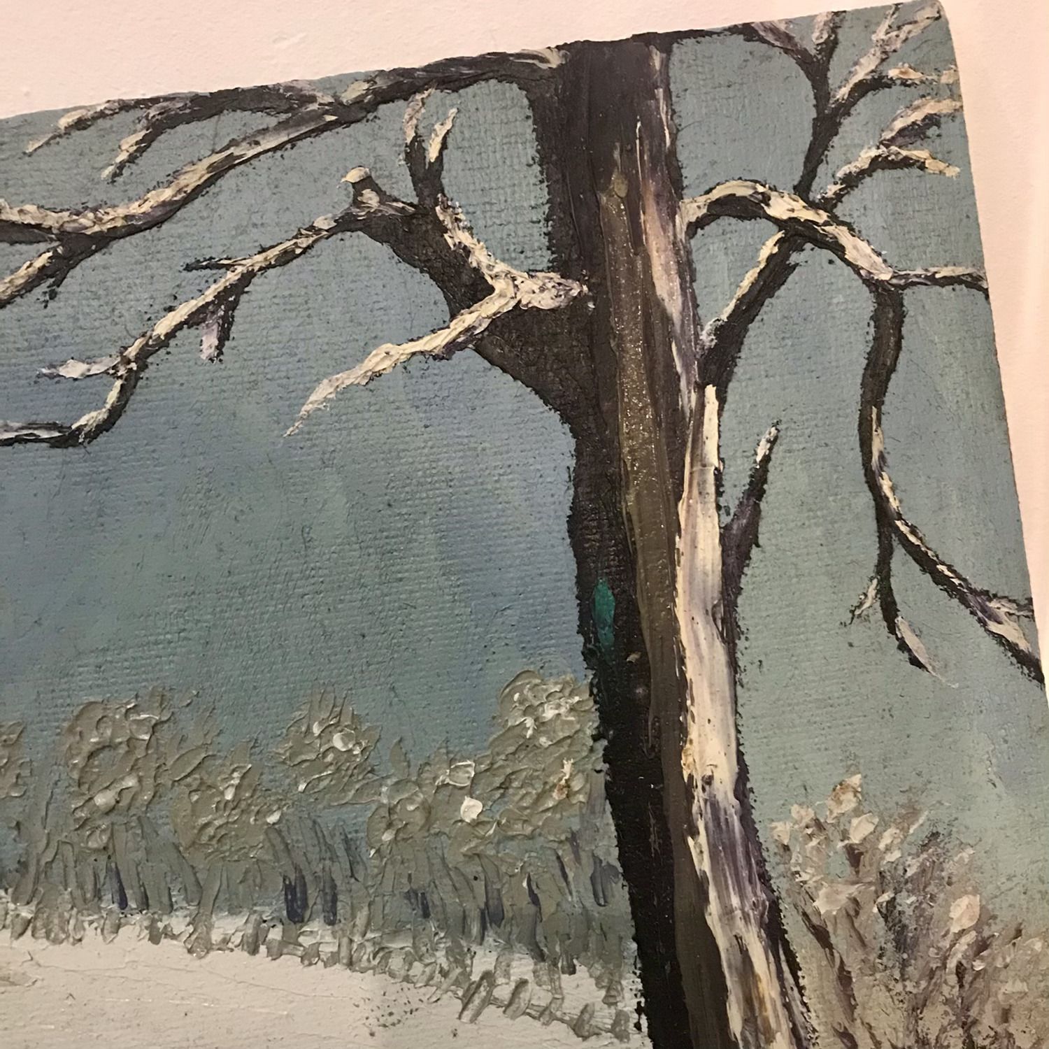 Oil On Board Painting Of Snowy Landscape photo Art