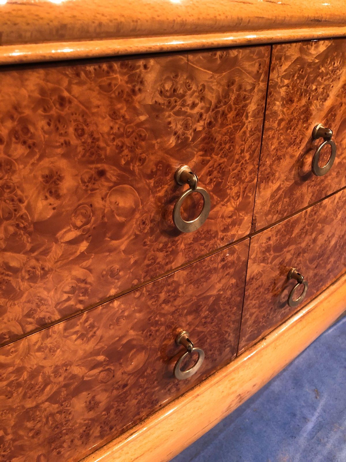 photo vinterior Italian Mid Century Modern Chest Of Drawers In Birch Briar Root, 1950s