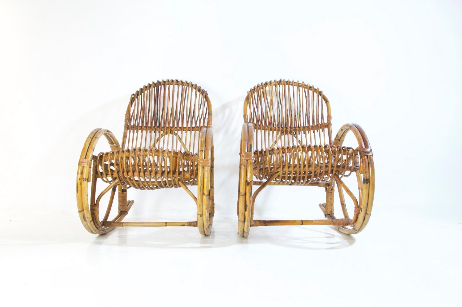 Midcentury Bamboo Rocking Chairs In The Style Of Franco Albini Italy photo 3450.0