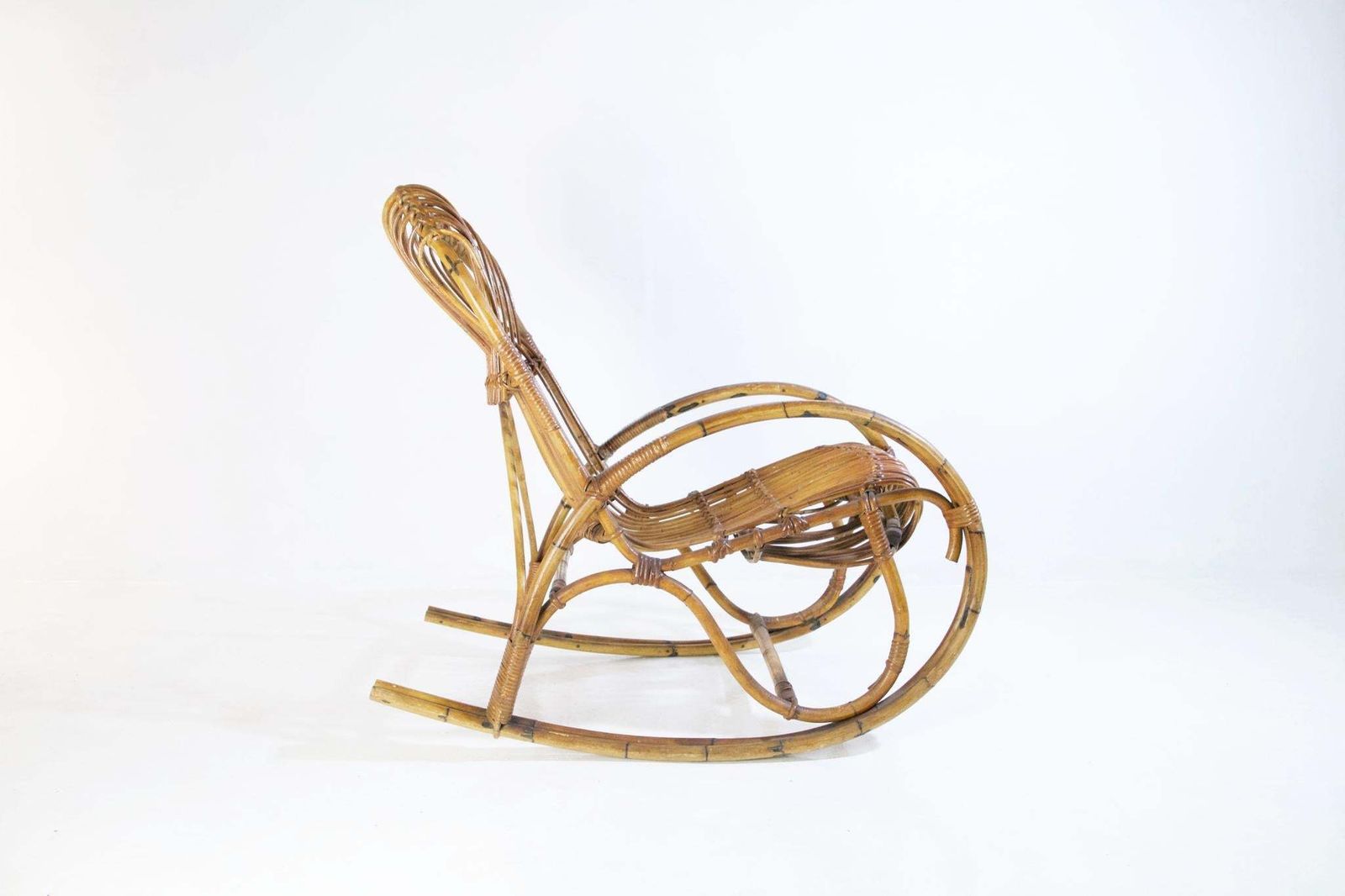 Midcentury Bamboo Rocking Chairs In The Style Of Franco Albini Italy photo buy