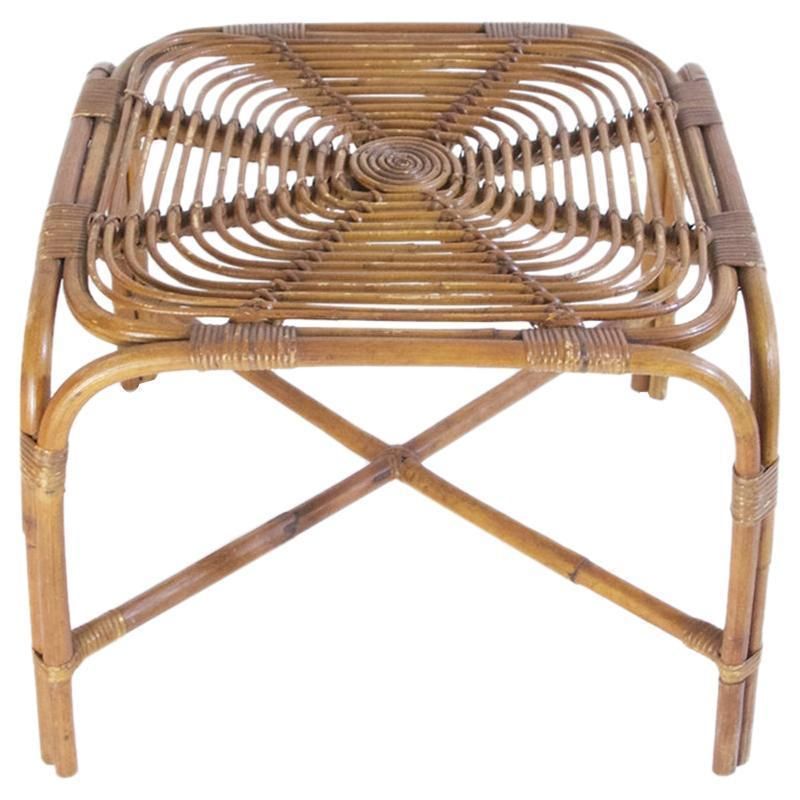 Midcentury Bamboo Table In The Style Of Franco Albini, Italy