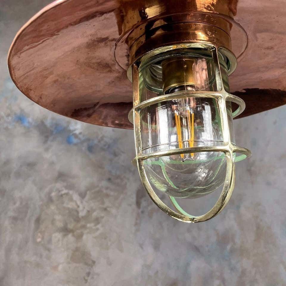 Copper And Iron Ceiling Light With Cage   Original Industrial Style Metal Ceiling Lighting photo Lighting