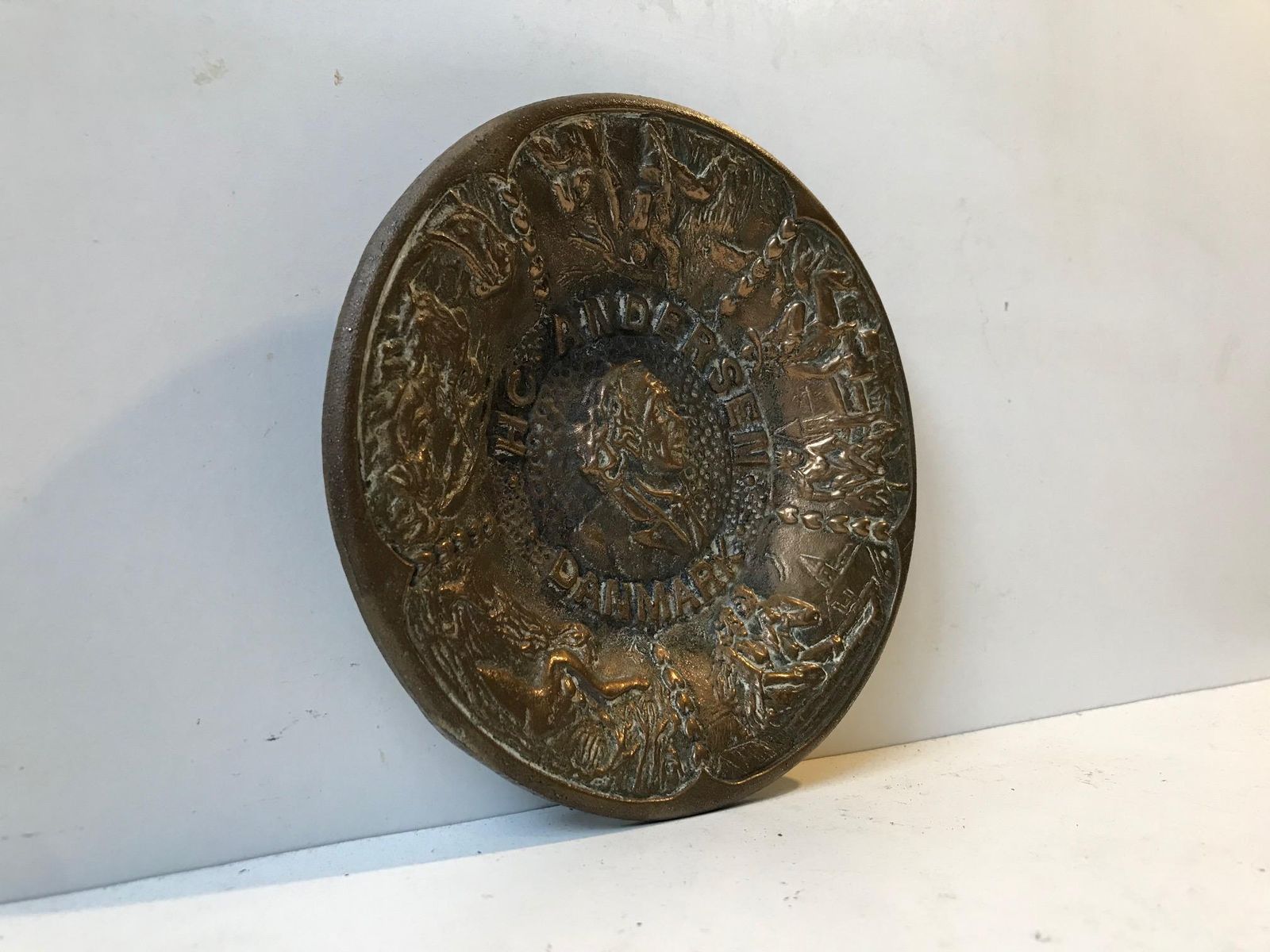 Hans Christian Andersen Bronze Dish With Fairy Tales, 1920s photo Home Decor