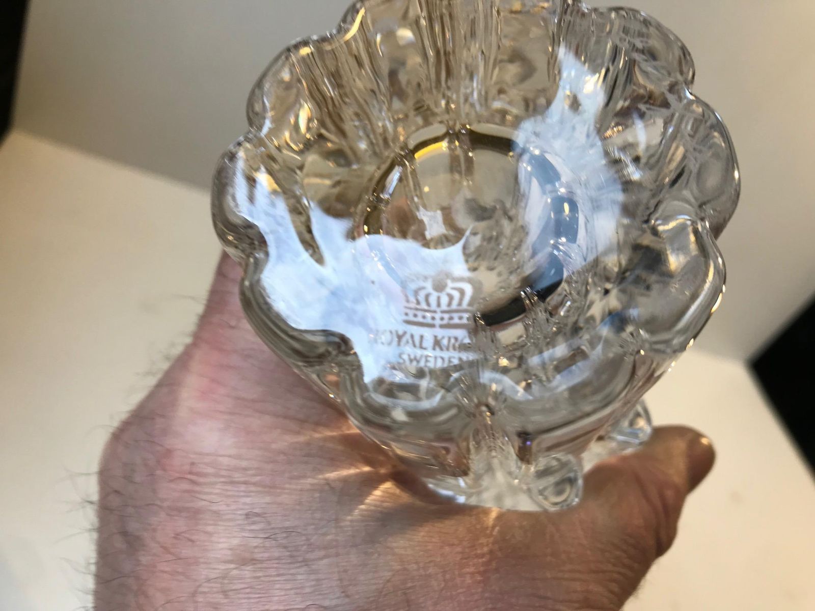Scandinavian Crystal Vase By Bengt Edenfalk For Royal Krona, 1970s photo buy