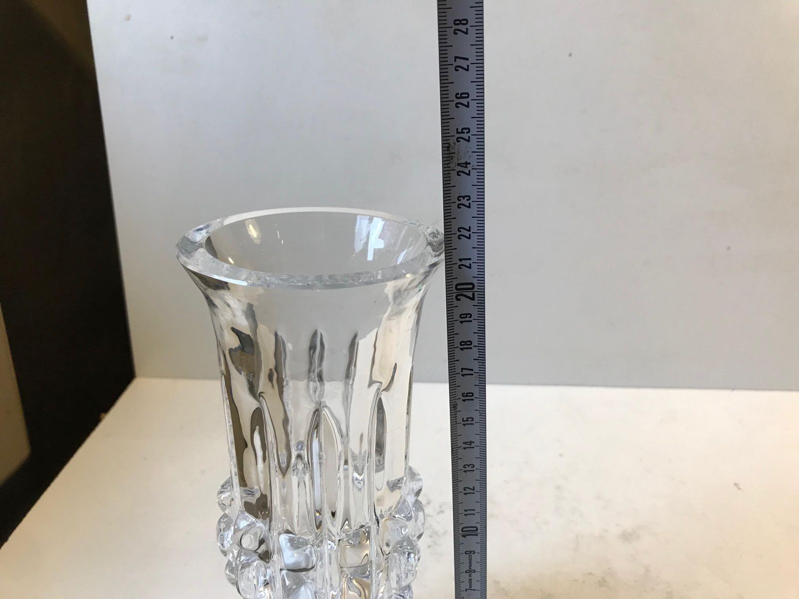 Scandinavian Crystal Vase By Bengt Edenfalk For Royal Krona, 1970s photo vintage