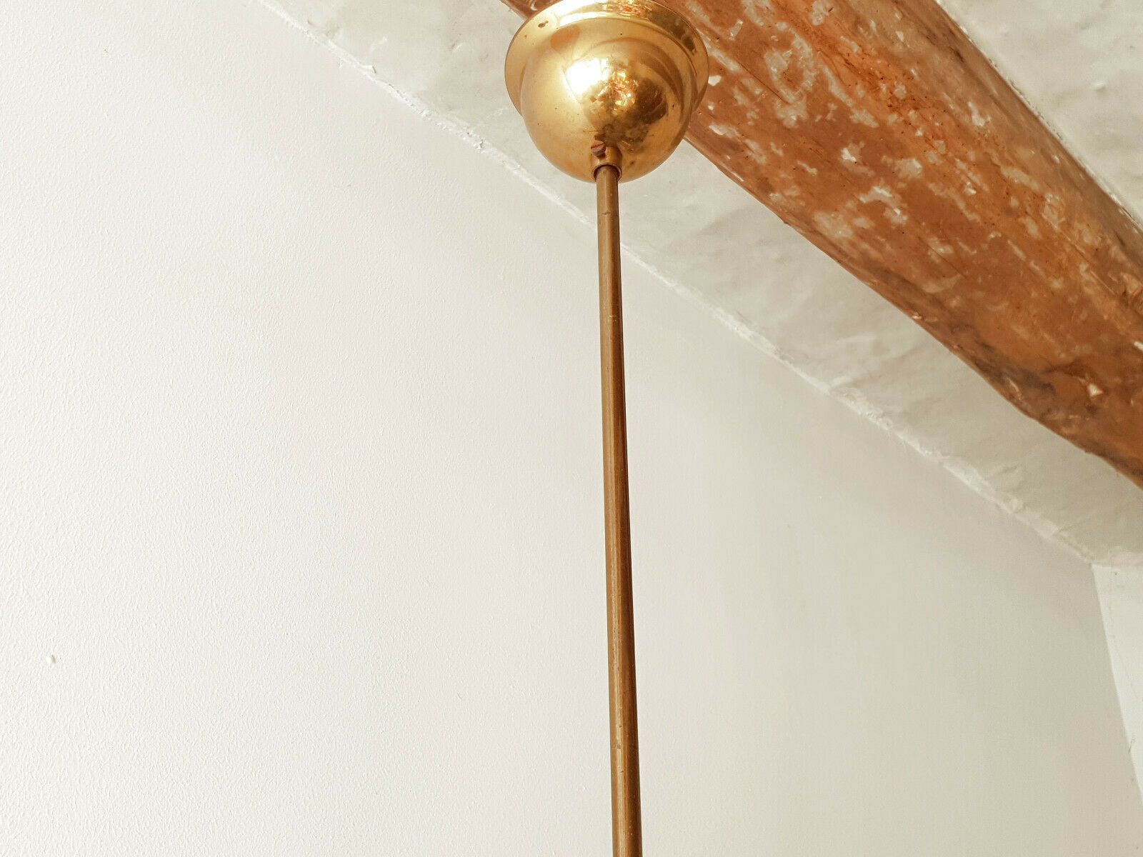 Vintage 1960 Scandinavian Ceiling Chandelier In Teak, Brass, Glass, Steel 1960s photo Lighting