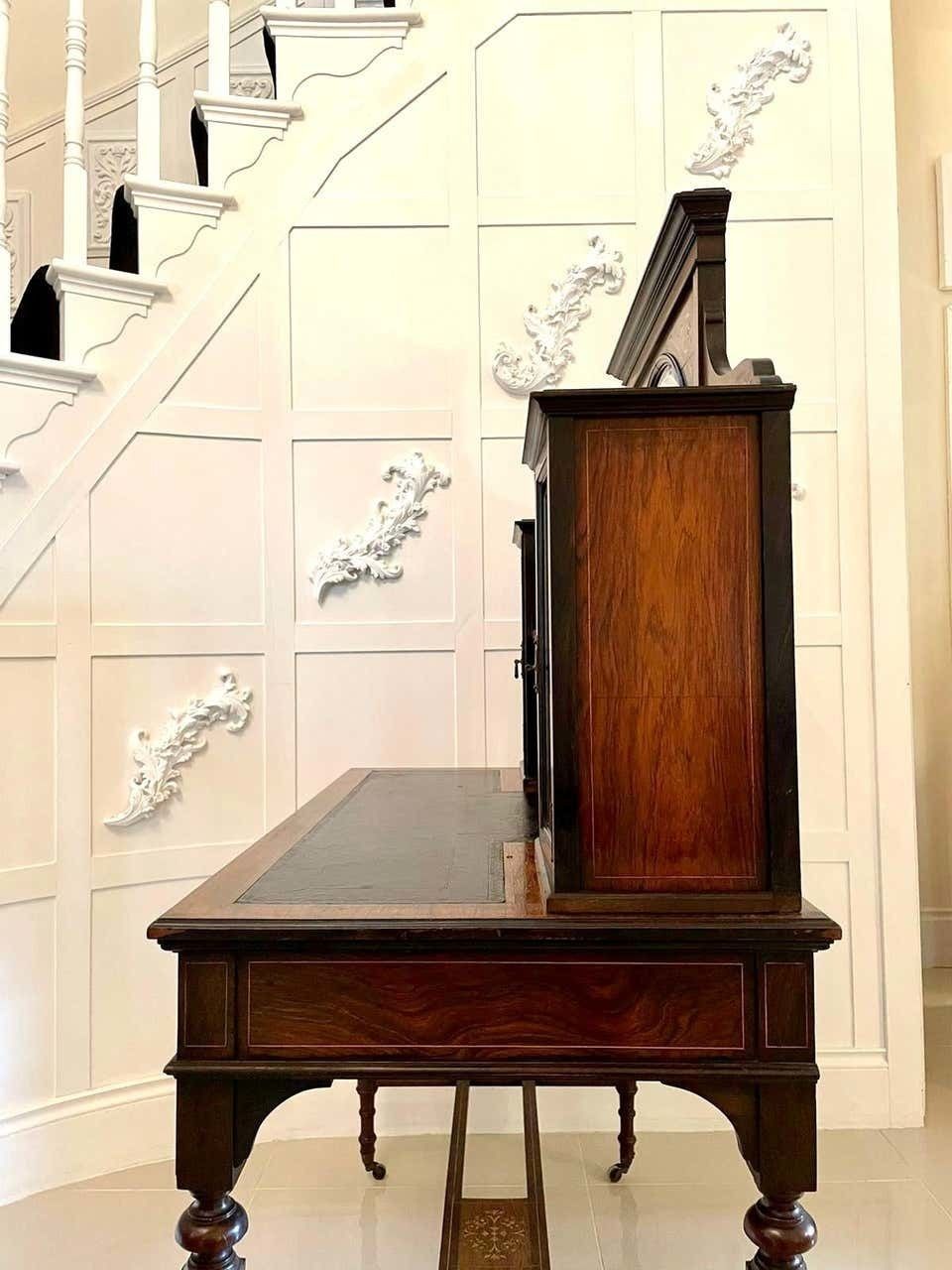 Antique 19th Century Victorian Inlaid Marquetry Writing Desk photo vintage