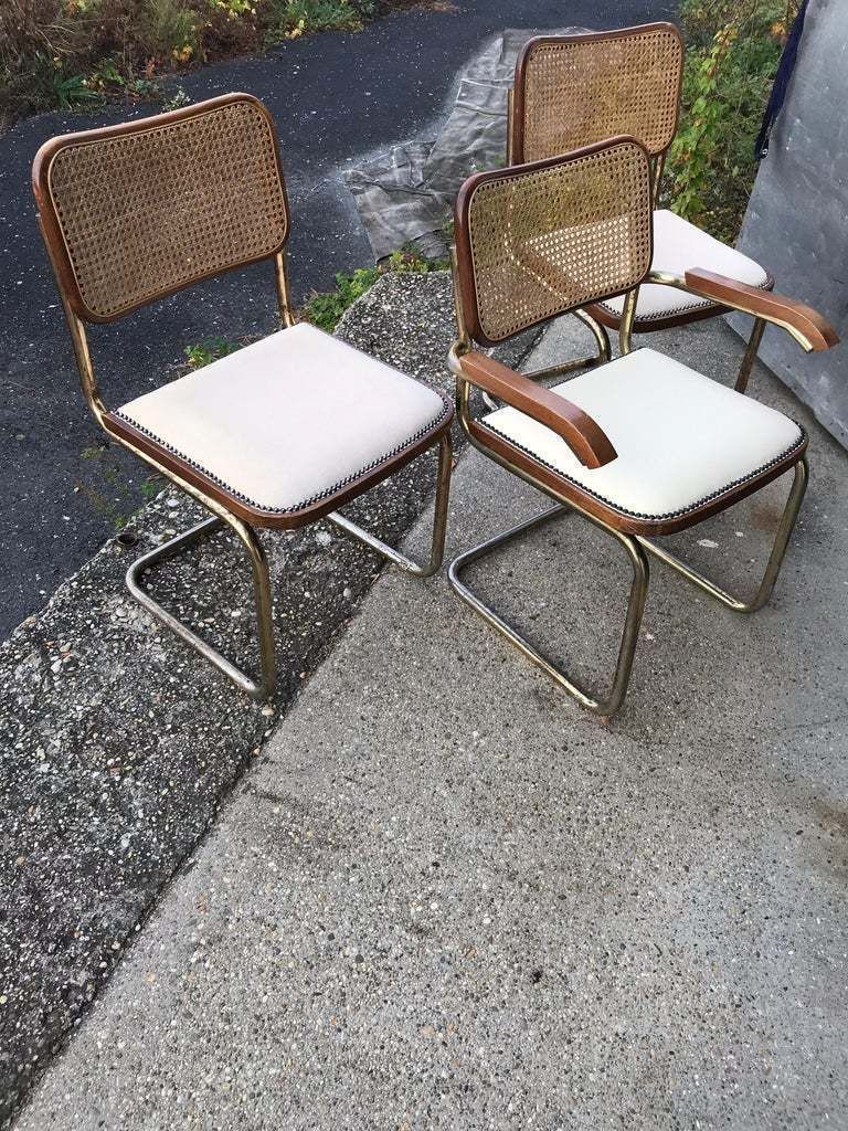 Mid Century Modern Upholstered Cesca Chairs Of Marcel Breuer, Italy, 1970 photo furniture