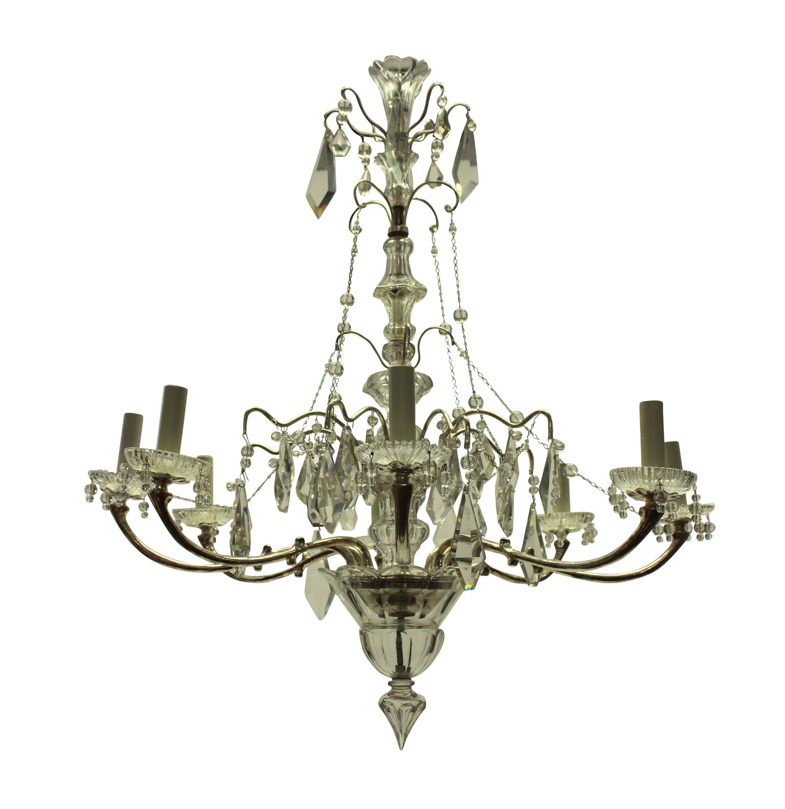 A French Silver & Cut Glass Chandelier