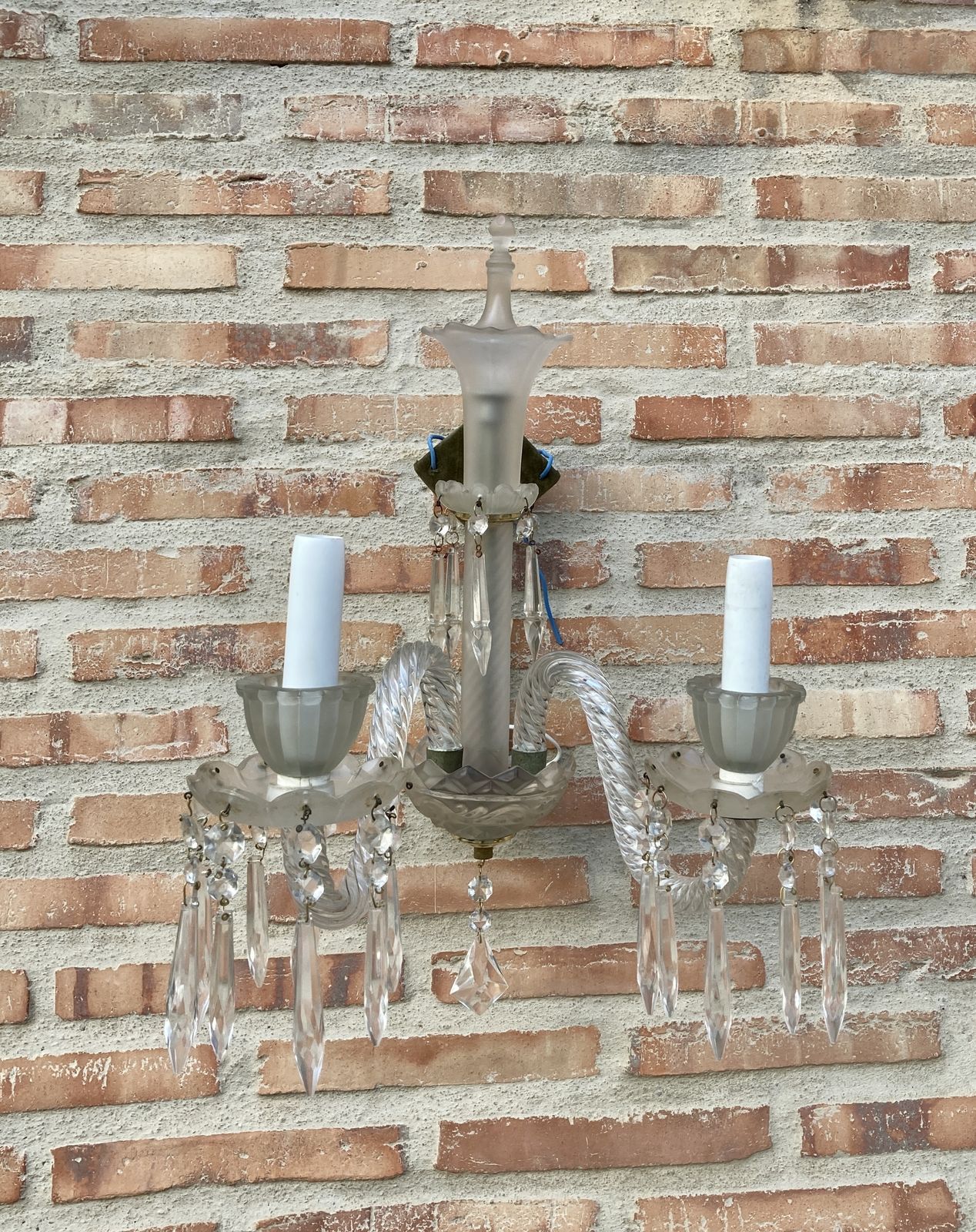 Early 20th Century French Cut Glass Sconces With Crystal, Set Of 2 photo furniture