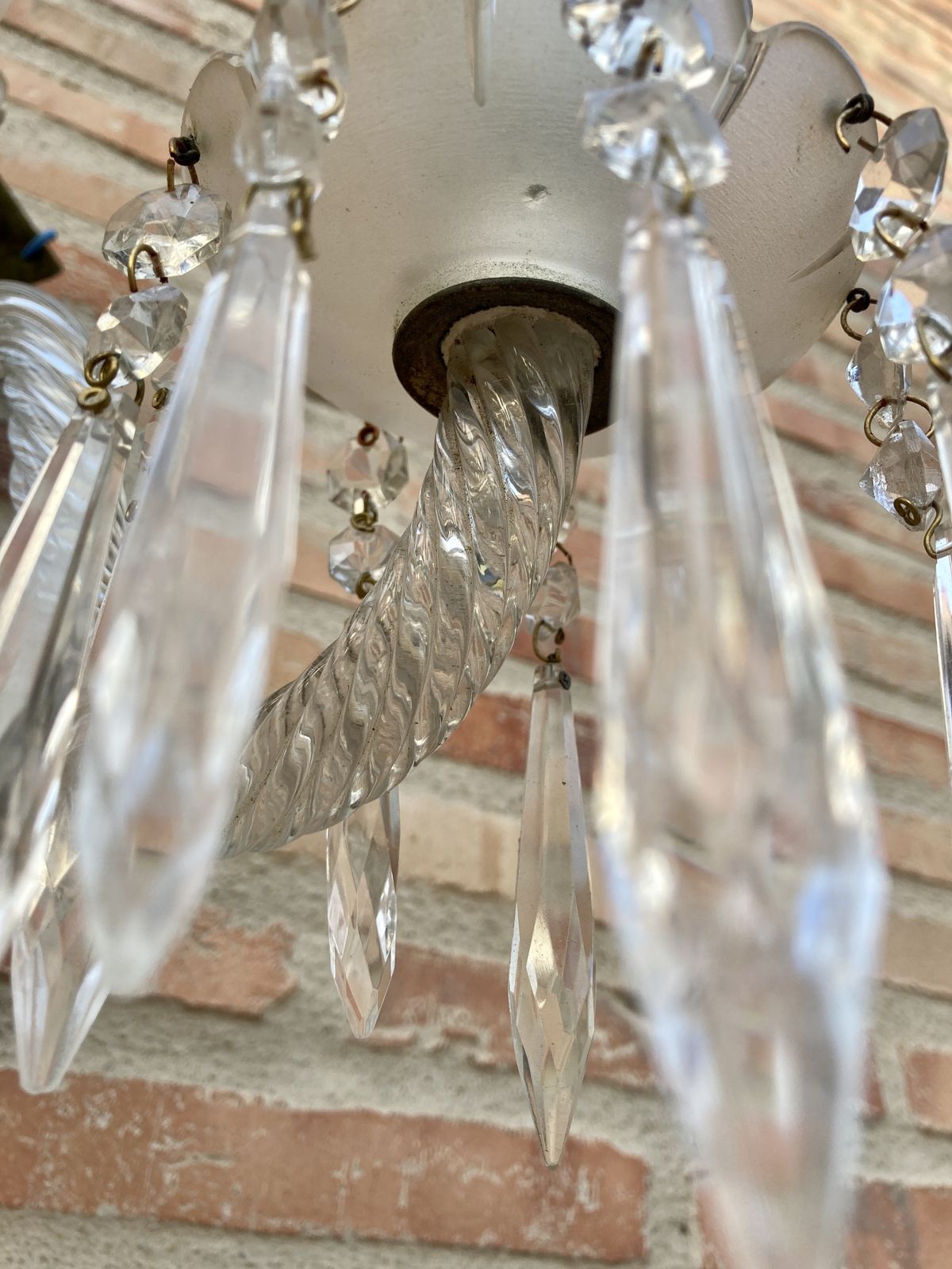 Lighting Early 20th Century French Cut Glass Sconces With Crystal, Set Of 2 photo