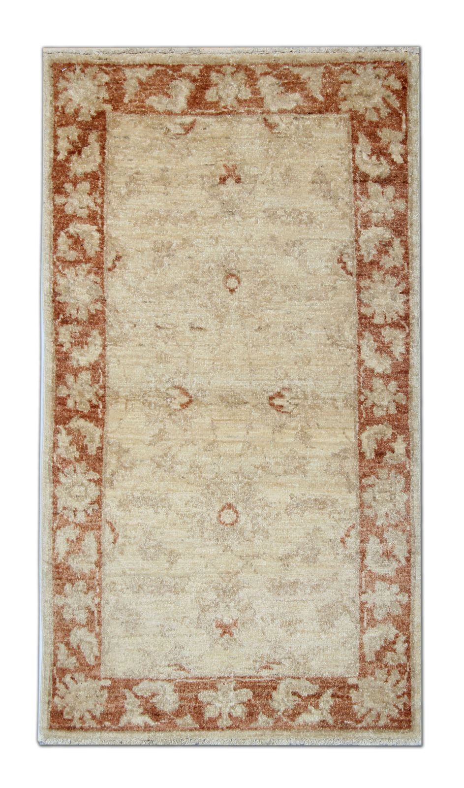 Vintage Brown Ziegler Carpet, Traditional Handwoven Wool Area Rug  65x118cm