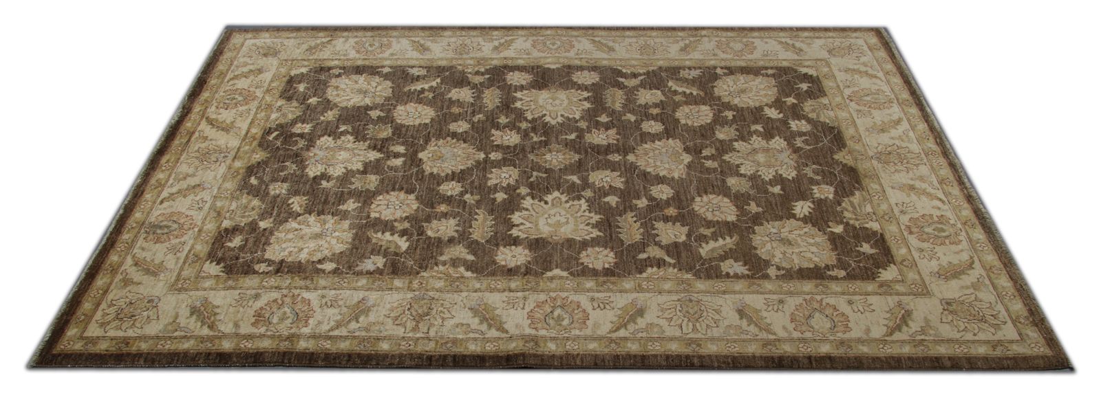 Unique Cream Brown Ziegler Carpet, Handwoven Oriental Floral Area Rug 165x251cm photo for sale